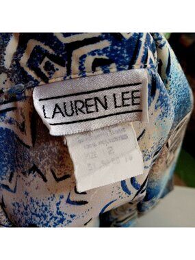 Vintage Women's Blouse Medium 12 Lauren Lee 1990's Button-Up Abstract Padded